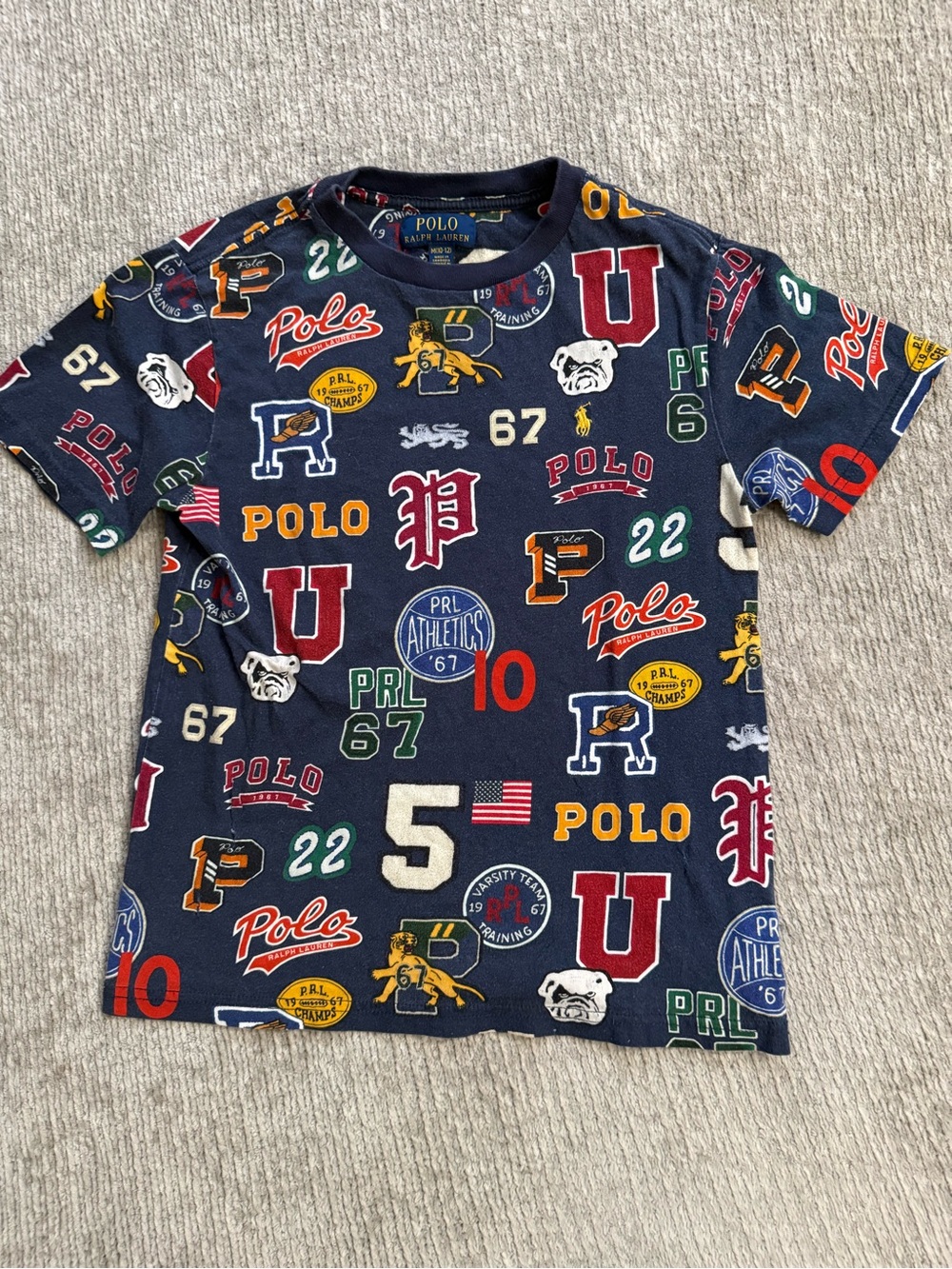 Polo Ralph Lauren Boys Logo Graphic T Shirt‎ Size Medium 10-12 Navy